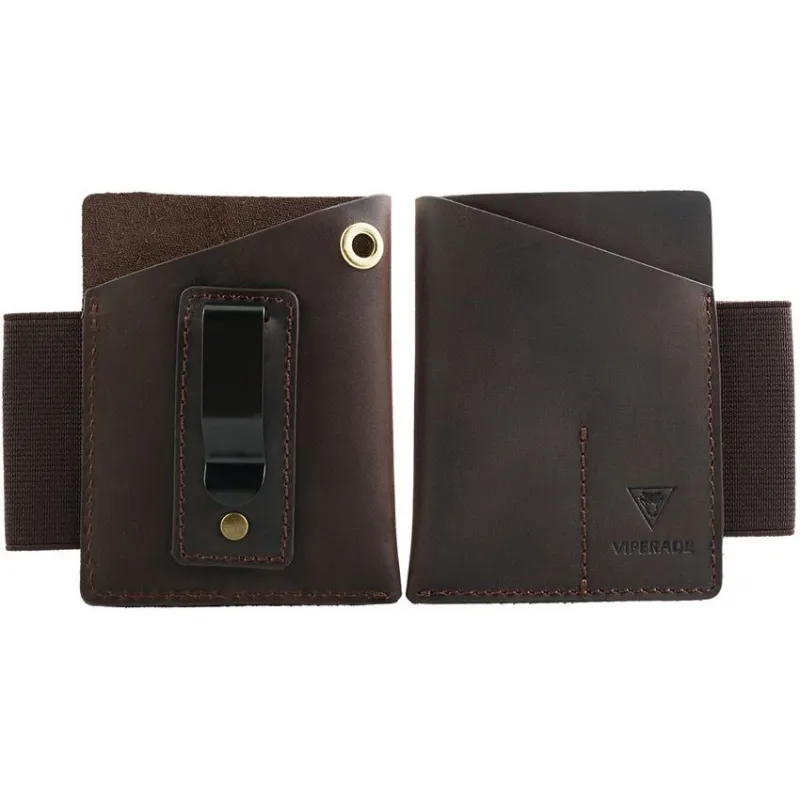 Viperade PJ12 EDC Brown Pocket Organiser – Leather Multi-Tool Pouch with Pen Loop, Card Slot & Belt Clip Cyclaire Knives and Tools