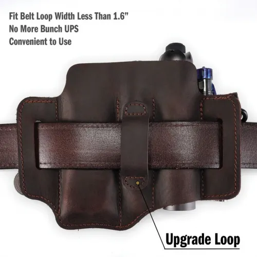 Viperade PJ36 Multi-Tool Belt Sheath for Belts Upto 1.5" Wide – Leather EDC Organiser with Multi-Pocket Design