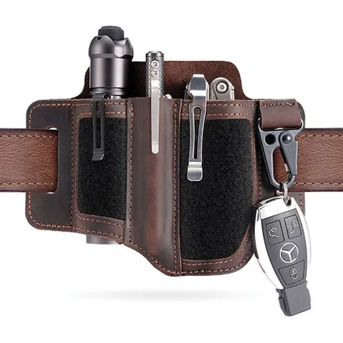 Viperade PL3 Multi-Tool Belt Sheath for Belts Upto 1.77" Wide – Leather EDC Organiser with Multi-Pocket Design