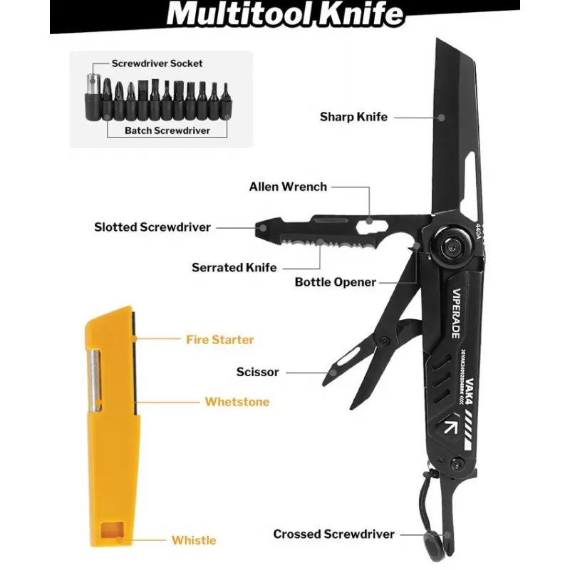 Viperade VAK4 Multi Function Knife - 12 Tools Cyclaire Knives and Tools