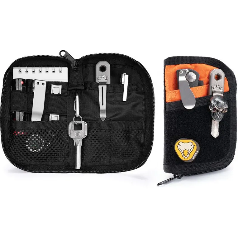 Viperade VE10 EDC Tool Pouch Black - 3.7" x 6" 7-Pocket Layout 500D Nylon Ultra-Compact EDC Organiser Cyclaire Knives and Tools