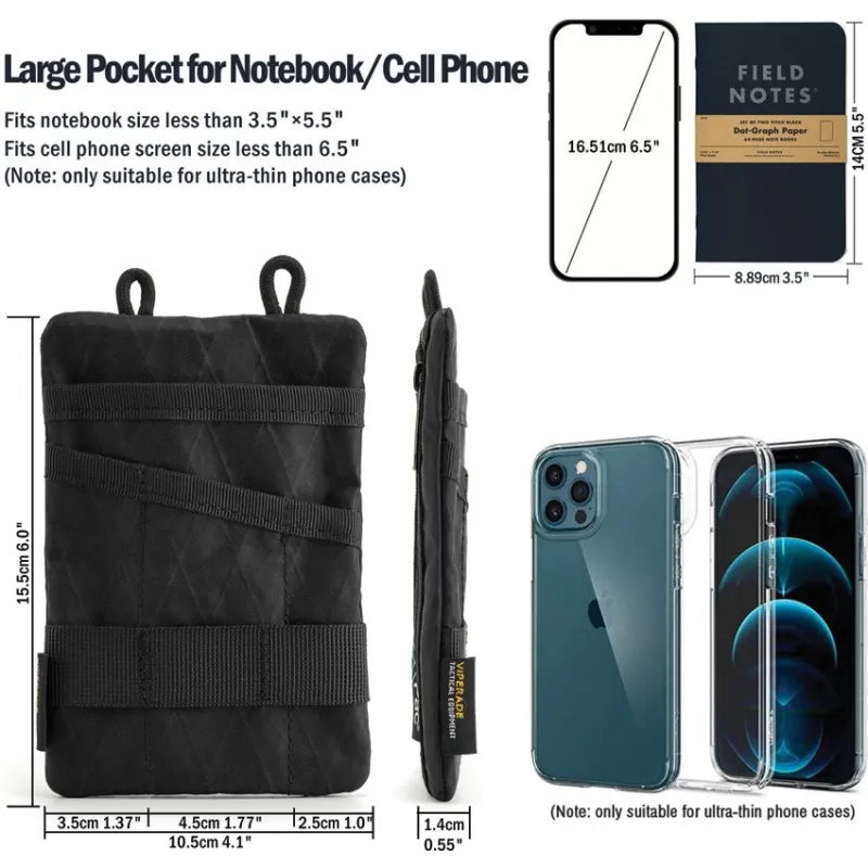 Viperade VE1 EDC Tool Organiser Pouch - 3.7" x 5.9" 5+ Pocket Layout Ultra-Compact EDC Storage Cyclaire Knives and Tools