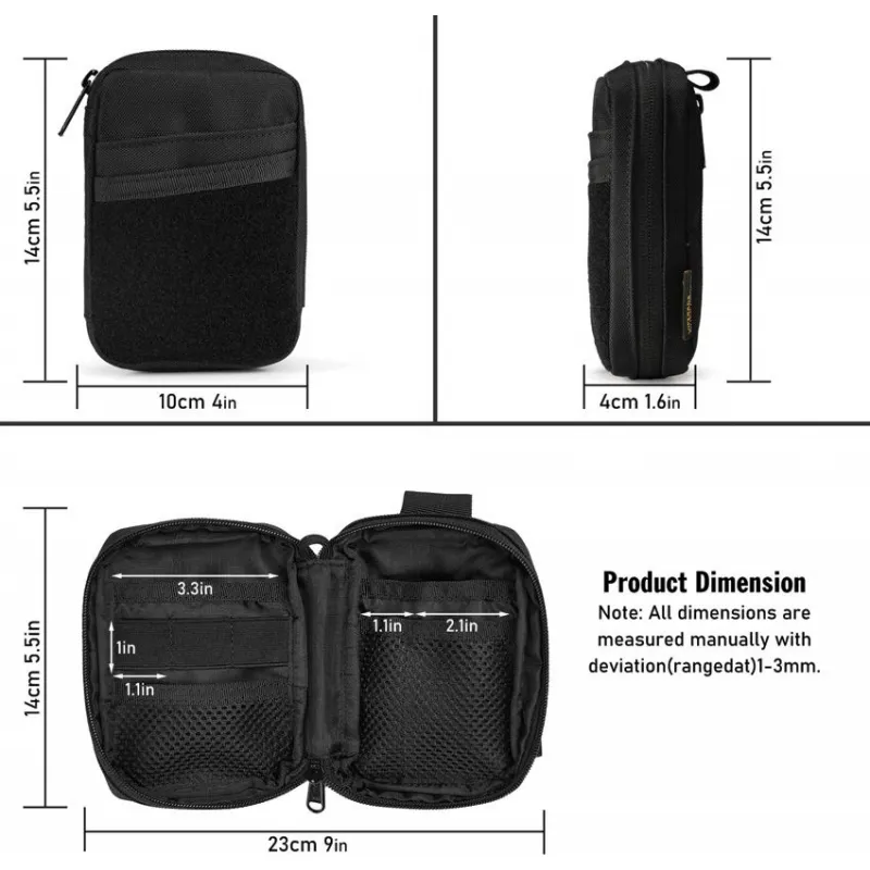 Viperade VE26 EDC 8 Pocket Organiser - Compact Multi-Pocket Design Zippered Storage Modular EDC Pouch Cyclaire Knives and Tools