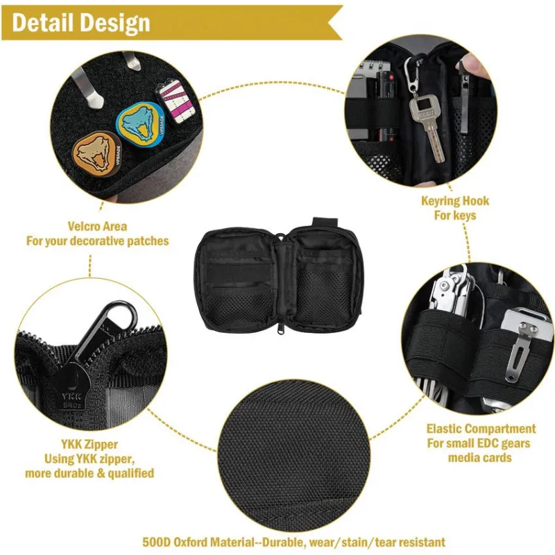 Viperade VE26 EDC 8 Pocket Organiser - Compact Multi-Pocket Design Zippered Storage Modular EDC Pouch Cyclaire Knives and Tools