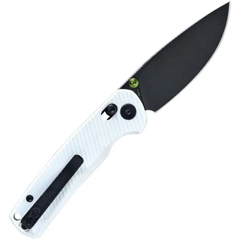 Vixino Knives Rockshark Folding Knife - 3" 14C28N Black Stainless Steel Blade White Textured Micarta Handle Cyclaire Knives and Tools