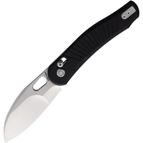 Vosteed Morel Folding Knife - 2.99" N690 Sheepsfoot Blade Black Aluminum Handle