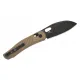 Vosteed Morel Folding Knife - 2.99" N690 Black Sheepsfoot Blade Brown Aluminum Handle Cyclaire Knives and Tools