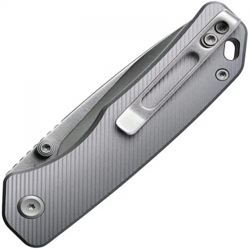 Vosteed Marten Folding Knife - 2.98" 154CM Blade Grey Fluted Aluminum Handle