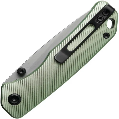 Vosteed Marten Folding Knife - 2.98" 154CM Blade Green Fluted Aluminum Handle