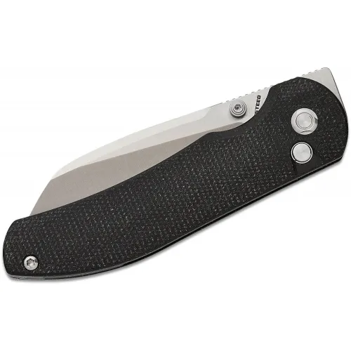 Vosteed Thornton Folding Knife - 3.18" 14C28N Sheepsfoot Blade Black Micarta Handle