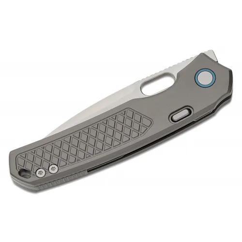 Vosteed Psyop Top Liner Lock - 3.32" Elmax Blade with Grey Checkered Titanium Handle