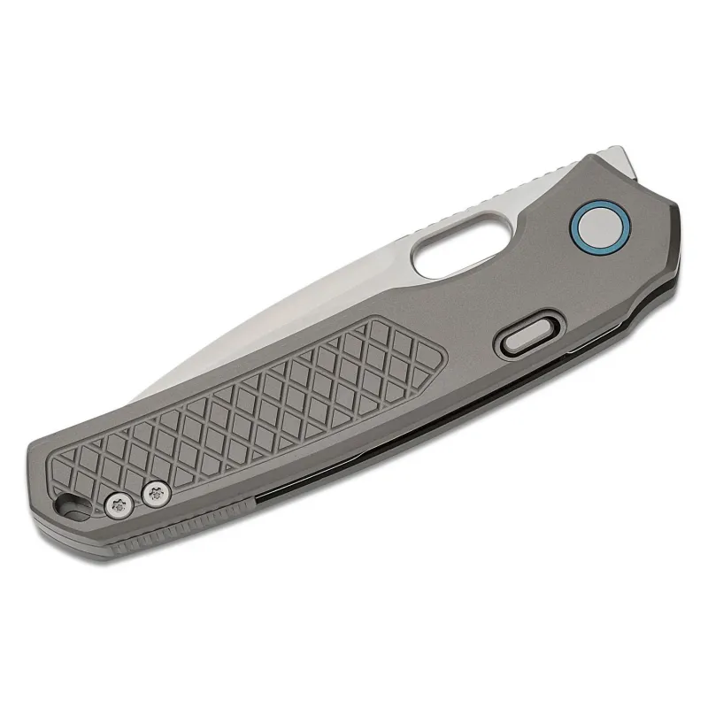 Vosteed Psyop Top Liner Lock - 3.32" Elmax Blade with Grey Checkered Titanium Handle Cyclaire Knives and Tools