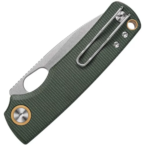 Vosteed Porcupine Folding Knife  - 2.99" 14C28N Stonewashed DP Blade Green Micarta Handles