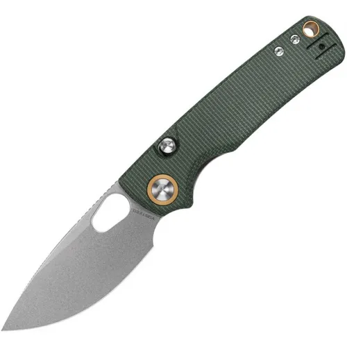 Vosteed Porcupine Folding Knife  - 2.99" 14C28N Stonewashed DP Blade Green Micarta Handles