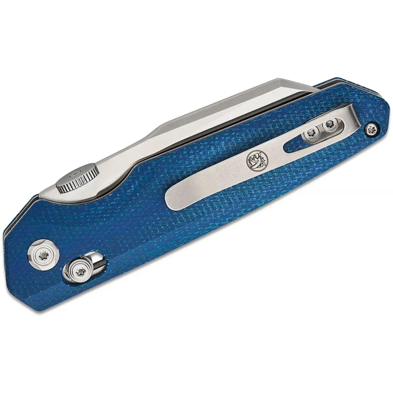 Vosteed Talarurus Folding Knife - 3.03" 14C28N Sheepsfoot Blade Blue Canvas Micarta Handle Cyclaire Knives and Tools