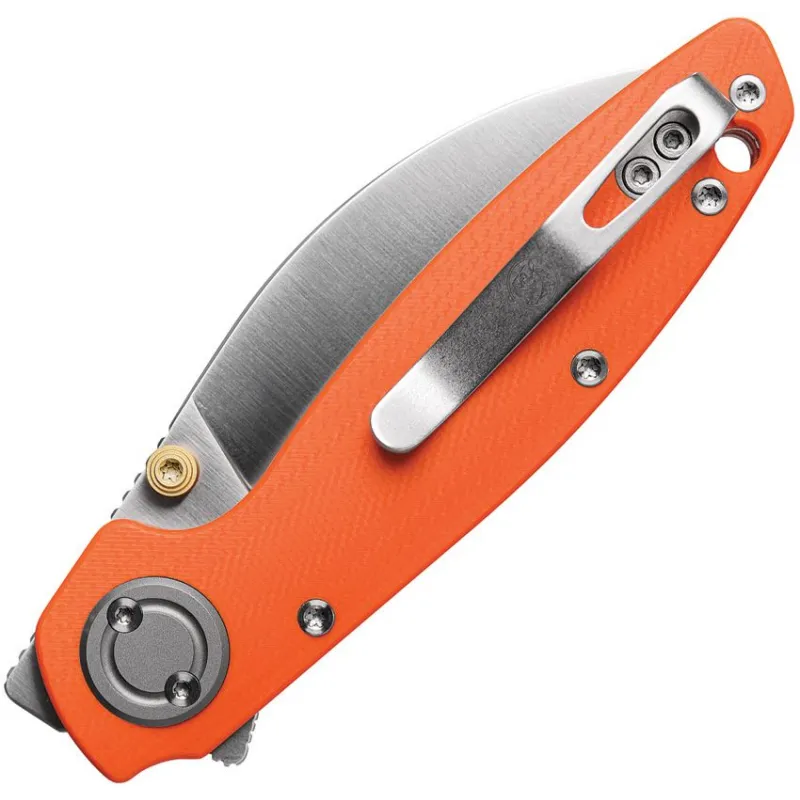 Vosteed Shillin Cutter Vanchor Lock folding Knife - 2.9" 154CM Stainless Blade Orange Norplex UltreX G10 Handle Cyclaire Knives and Tools