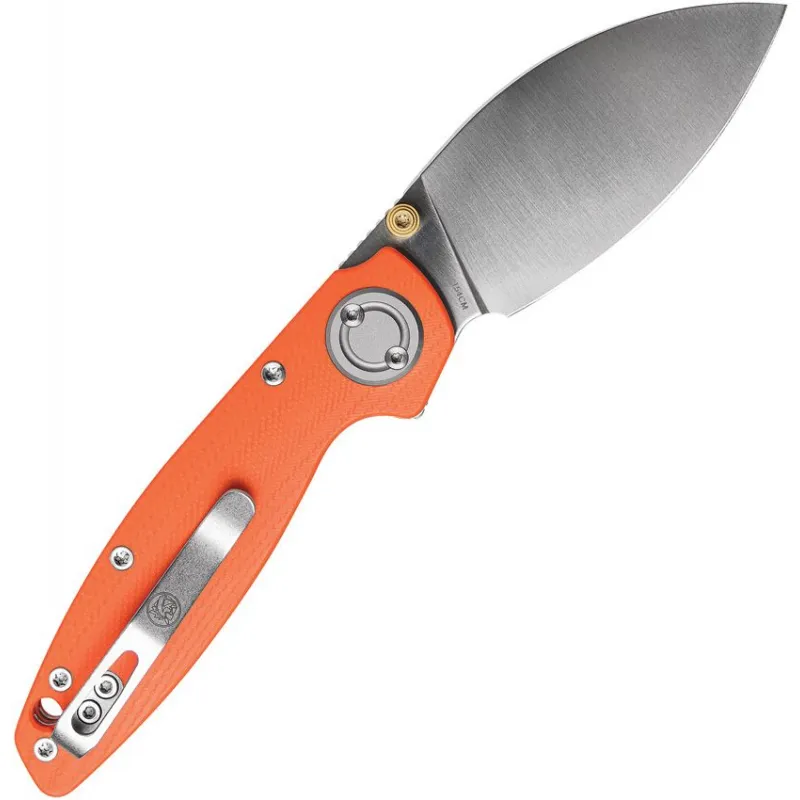 Vosteed Shillin Cutter Vanchor Lock folding Knife - 2.9" 154CM Stainless Blade Orange Norplex UltreX G10 Handle Cyclaire Knives and Tools