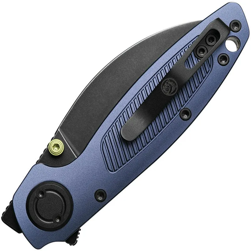 Vosteed Shilin Cutter Vanchor Lock Folding Knife - 2.9" Elmax Black Kukri Blade Purple Aluminum Handle Cyclaire Knives and Tools