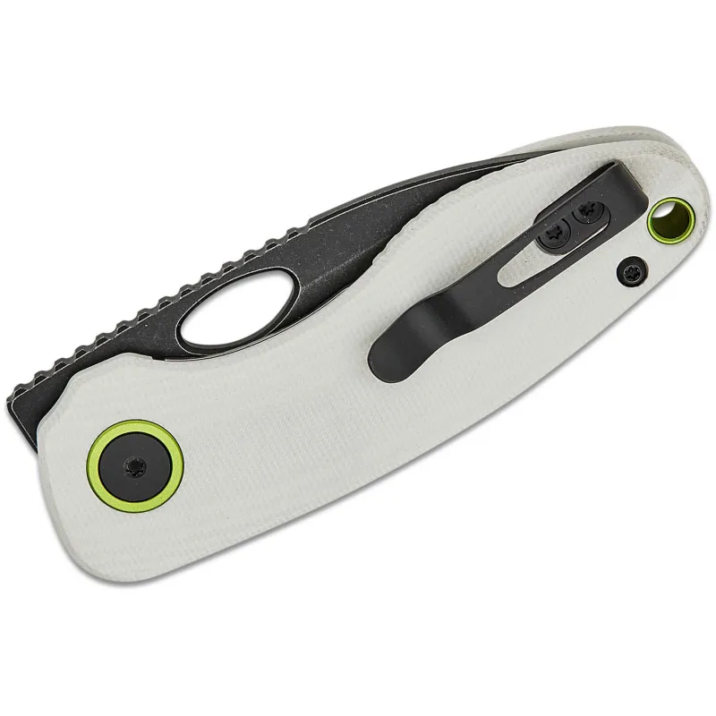 Vosteed Mini Acorn Folding Knife - 2.46" Black 14C28N Stonewashed Blade White G10 Handle Cyclaire Knives and Tools