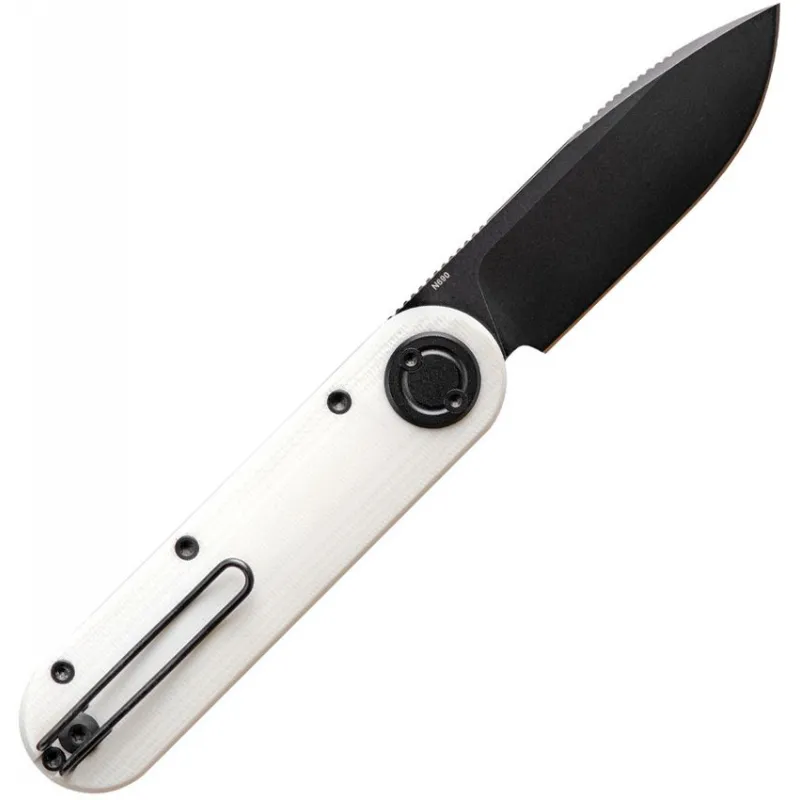 Vosteed Corgi-V Vanchor Lock Folding Knife - 2.38" N690 Black Stainless Steel Blade White G10 Handle Cyclaire Knives and Tools