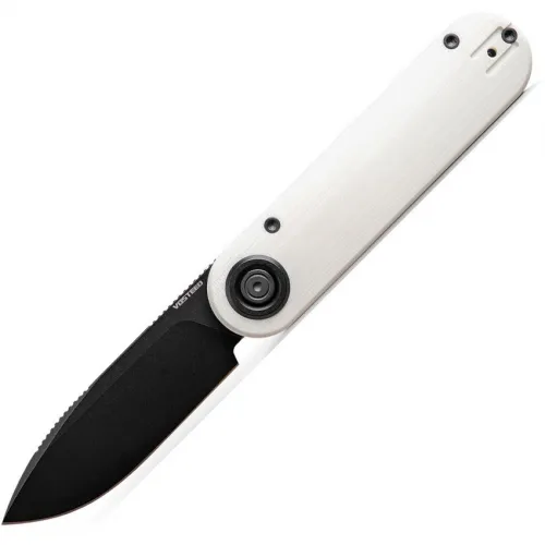 Vosteed Corgi-V Vanchor Lock Folding Knife - 2.38" N690 Black Stainless Steel Blade White G10 Handle