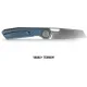 Vosteed Xeno Vanchor Lock Folding Knife - 3.25" Vanax Steel Reverse Tanto Blade Blue Titanium Handle Cyclaire Knives and Tools