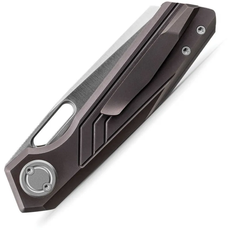 Vosteed Xeno Vanchor Lock Folding Knife - 3.25" Vanax Steel Reverse Tanto Blade Red Purple Titanium Handle Cyclaire Knives and Tools