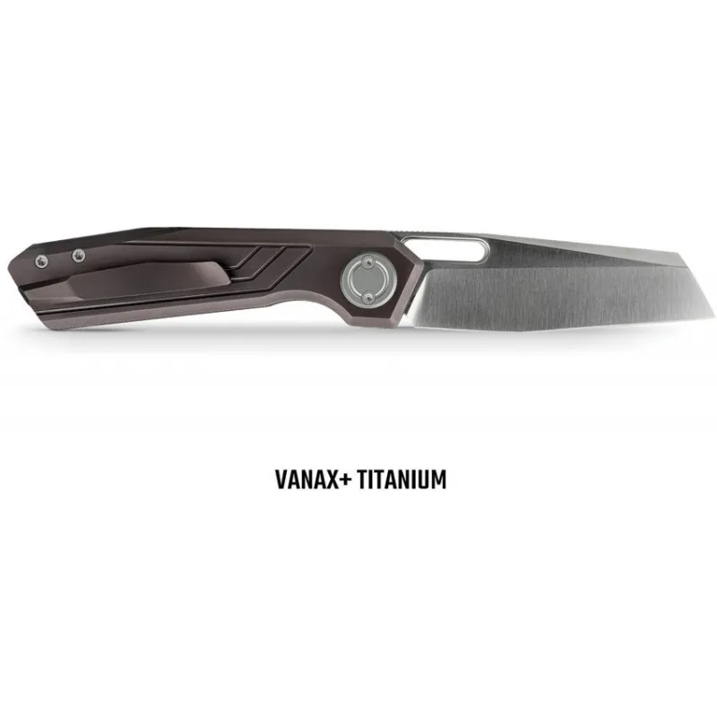 Vosteed Xeno Vanchor Lock Folding Knife - 3.25" Vanax Steel Reverse Tanto Blade Red Purple Titanium Handle Cyclaire Knives and Tools