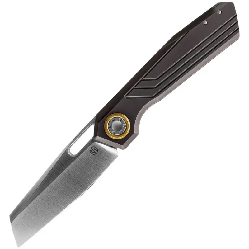 Vosteed Xeno Vanchor Lock Folding Knife - 3.25" Vanax Steel Reverse Tanto Blade Red Purple Titanium Handle Cyclaire Knives and Tools