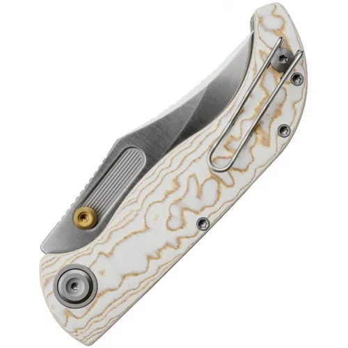Vosteed Naga Top Folding Knife - 3.47" CPM-S35VN Blade Ivory Drift Bamboo Micarta Handle