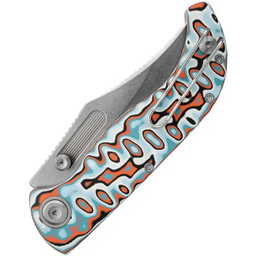 Vosteed Naga Top Folding Knife - 3.47" CPM-S35VN Blade Canyon Current Bamboo Micarta Handle