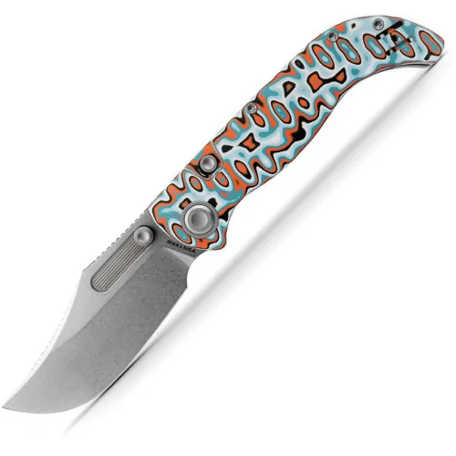 Vosteed Naga Top Folding Knife - 3.47" CPM-S35VN Blade Canyon Current Bamboo Micarta Handle