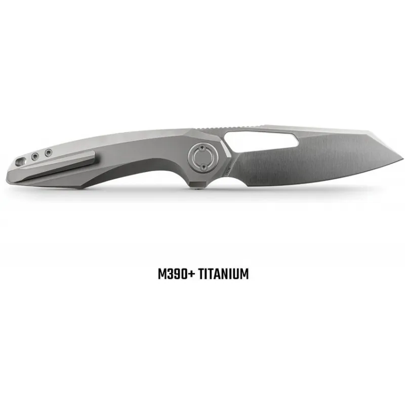 Vosteed Thunderbeast Vanchor Lock - 3.5" Satin Reverse Tanto M390 Stainless Steel Blade Grey Titanium Handle Cyclaire Knives and Tools