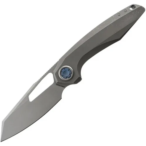 Vosteed Thunderbeast Vanchor Lock - 3.5" Stonewash and Acid Wash Reverse Tanto M390 Stainless Steel Blade Dim Grey Titanium Handle
