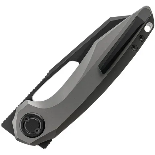 Vosteed Thunderbeast Vanchor Lock - 3.5" Black Stonewash Reverse Tanto M390 Stainless Steel Blade Dim Grey Titanium Handle