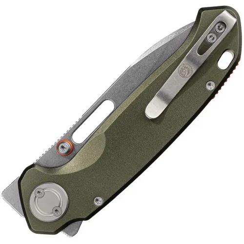 Vosteed Zander Folding Knife - 3.38" Stonewash S35VN Steel Blade OD Green Aluminum Handle