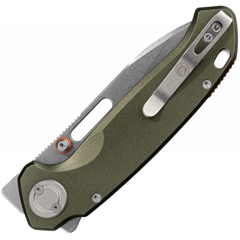 Vosteed Zander Folding Knife - 3.38" Stonewash S35VN Steel Blade OD Green Aluminum Handle Cyclaire Knives and Tools