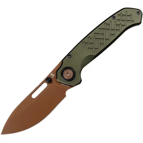 Vosteed Zander Folding Knife - 3.38" Copper Dune Finish S35VN Steel Blade OD Green Aluminum Handle