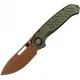 Vosteed Zander Folding Knife - 3.38" Copper Dune Finish S35VN Steel Blade OD Green Aluminum Handle Cyclaire Knives and Tools