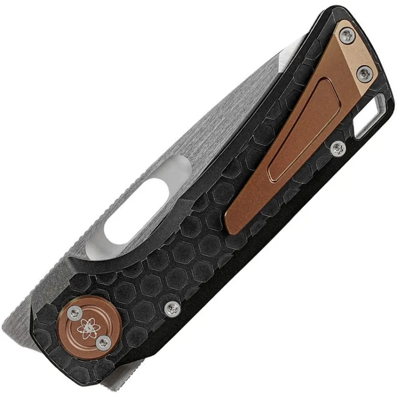 Vosteed Nymble EMP Vanchor Lock - 3.25" Stonewash Elmax Steel Tanto Blade Black Titanium Handle Cyclaire Knives and Tools