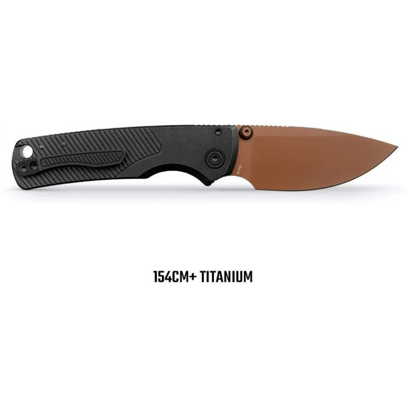 Vosteed Porcupine TiSlim Folding Knife - 3.04" 154CM Copper Dune Finish Stainless Steel Blade Black Titanium Handle Cyclaire Knives and Tools
