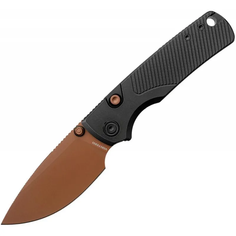 Vosteed Porcupine TiSlim Folding Knife - 3.04" 154CM Copper Dune Finish Stainless Steel Blade Black Titanium Handle Cyclaire Knives and Tools