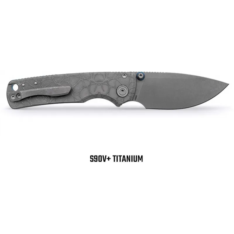 Vosteed Porcupine TiSlim Top Liner Lock Folding Knife - 3.04" Acid Wash S90V Blade Grey Acid Wash Titanium Handle Cyclaire Knives and Tools