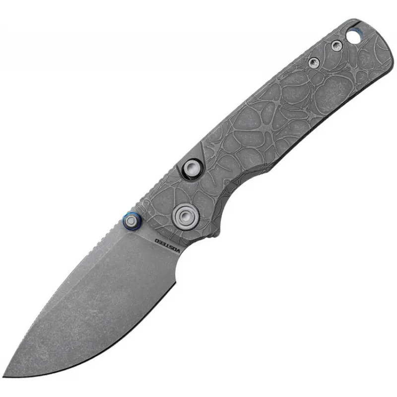 Vosteed Porcupine TiSlim Top Liner Lock Folding Knife - 3.04" Acid Wash S90V Blade Grey Acid Wash Titanium Handle Cyclaire Knives and Tools