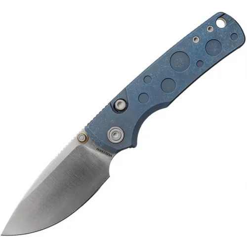 Vosteed Porcupine TiSlim Top Liner Lock Folding Knife - 3.04" Satin S90V Blade Blue Stonewash Titanium Handle