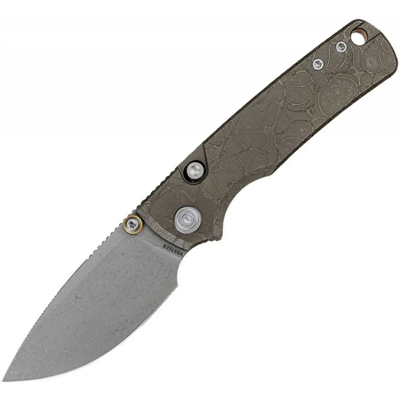 Vosteed Porcupine TiSlim Top Liner Lock Folding Knife - 3.04" S90V Blade Acid Wash Titanium Handle Cyclaire Knives and Tools