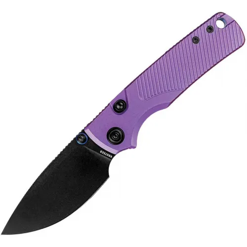 Vosteed Porcupine TiSlim Top Liner Lock Folding Knife - 3.04" Black 154CM Blade Purple Titanium Handle