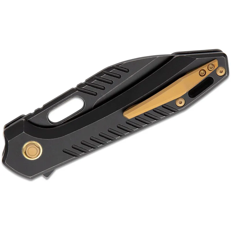 Vosteed RSKAOS Top LinerLock Knife - 3.46" M390 Black Wharncliffe Blade Black Titanium Handle Cyclaire Knives and Tools
