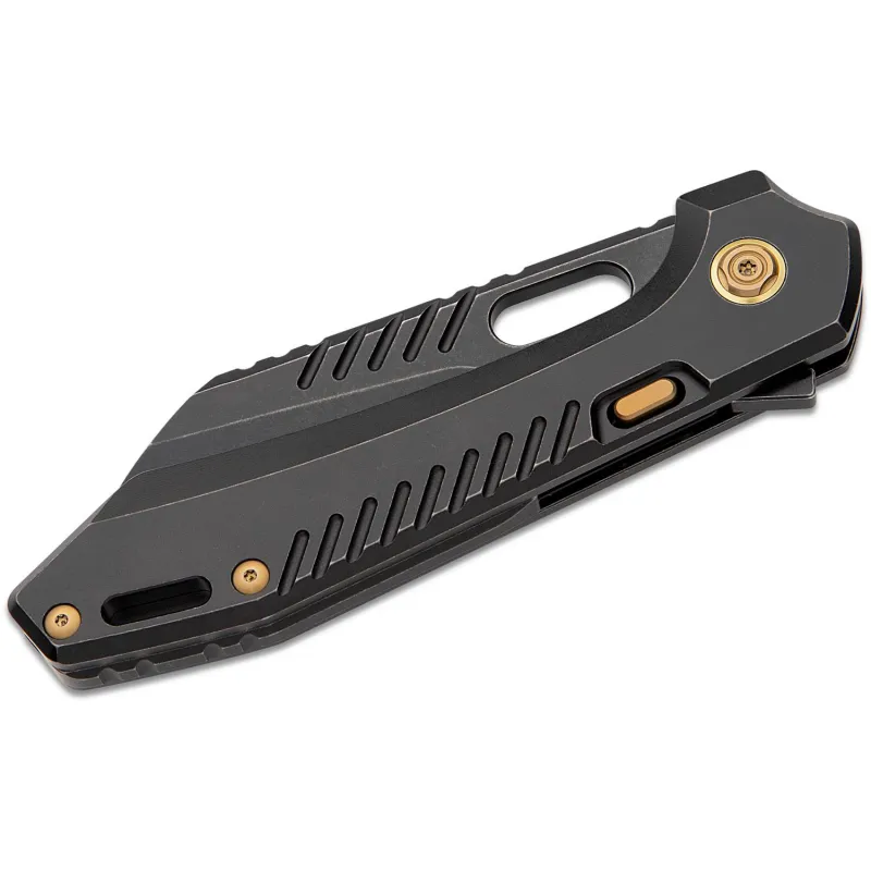 Vosteed RSKAOS Top LinerLock Knife - 3.3" M390 Black Sheepsfoot Blade Black Titanium Handle Cyclaire Knives and Tools