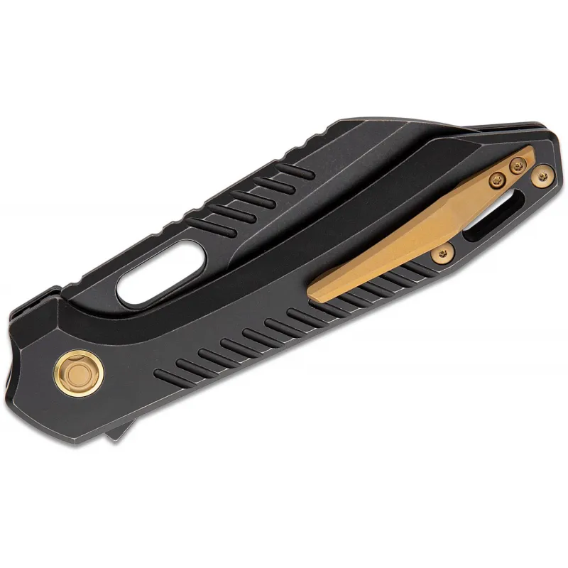 Vosteed RSKAOS Top LinerLock Knife - 3.3" M390 Black Sheepsfoot Blade Black Titanium Handle Cyclaire Knives and Tools